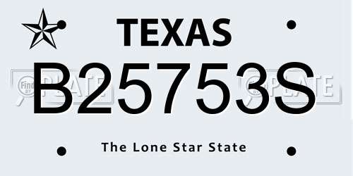 B25753S Texas License Plate