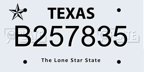 B257835 Texas License Plate