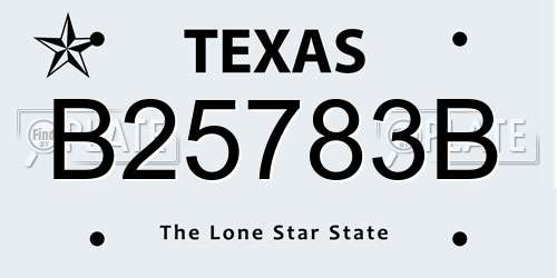 B25783B Texas License Plate
