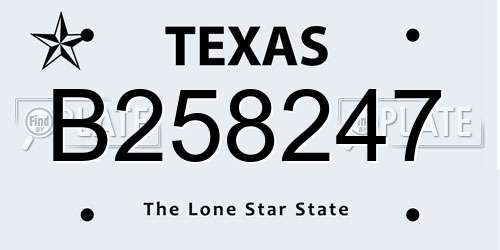 B258247 Texas License Plate