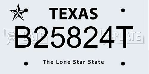 B25824T Texas License Plate