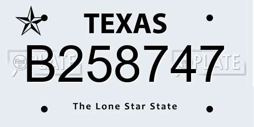 B258747 Texas License Plate
