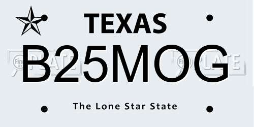 B25MOG Texas License Plate