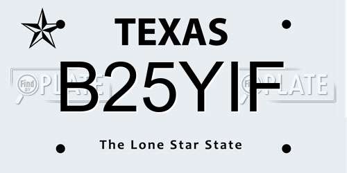 B25YIF Texas License Plate