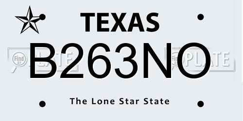 B263NO Texas License Plate