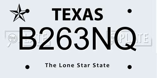 B263NQ Texas License Plate