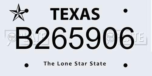 B265906 Texas License Plate