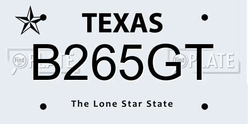 B265GT Texas License Plate