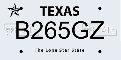 B265GZ Texas License Plate