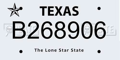 B268906 Texas License Plate