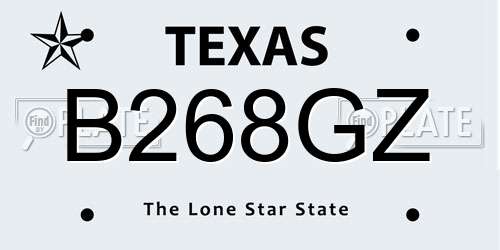 B268GZ Texas License Plate