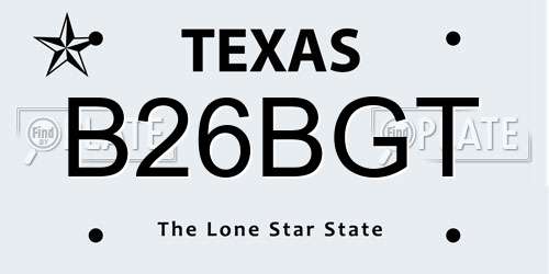 B26BGT Texas License Plate