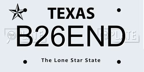 B26END Texas License Plate