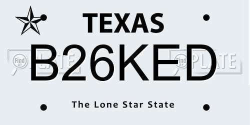 B26KED Texas License Plate