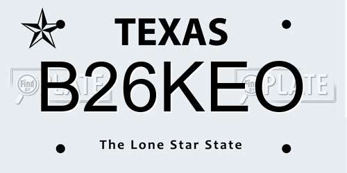 B26KEO Texas License Plate