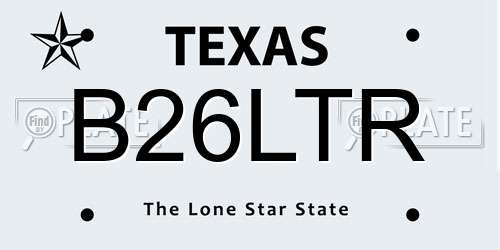 B26LTR Texas License Plate