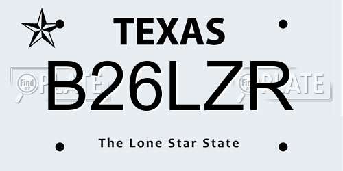 B26LZR Texas License Plate