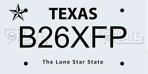 B26XFP Texas License Plate