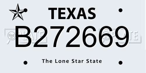 B272669 Texas License Plate