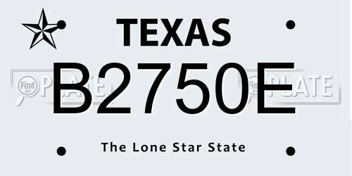 B2750E Texas License Plate