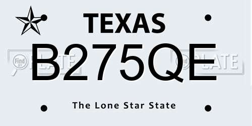 B275QE Texas License Plate
