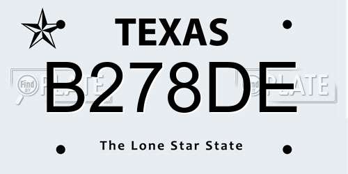 B278DE Texas License Plate