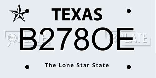B278OE Texas License Plate