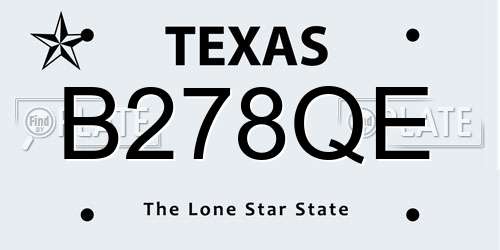 B278QE Texas License Plate