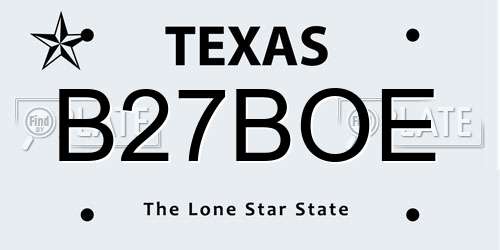 B27BOE Texas License Plate