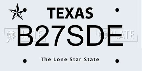 B27SDE Texas License Plate
