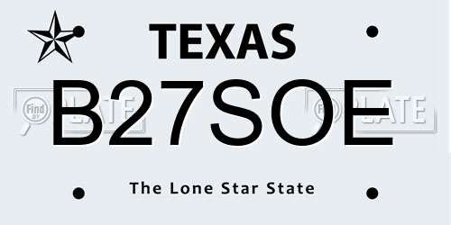 B27SOE Texas License Plate