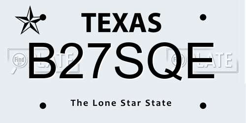 B27SQE Texas License Plate