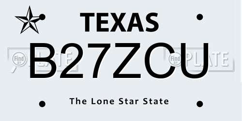 B27ZCU Texas License Plate