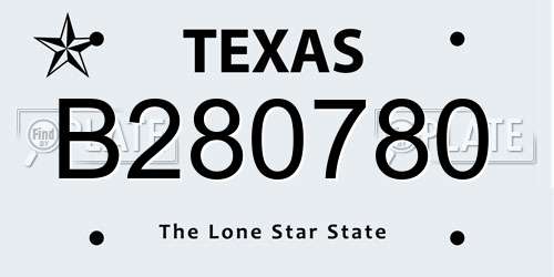 B280780 Texas License Plate