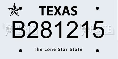 B281215 Texas License Plate