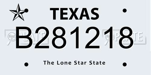 B281218 Texas License Plate
