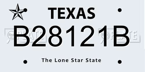B28121B Texas License Plate