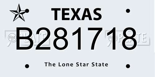 B281718 Texas License Plate