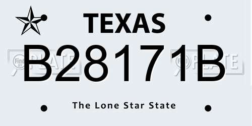 B28171B Texas License Plate