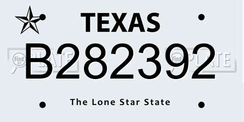 B282392 Texas License Plate