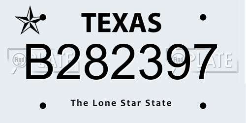 B282397 Texas License Plate