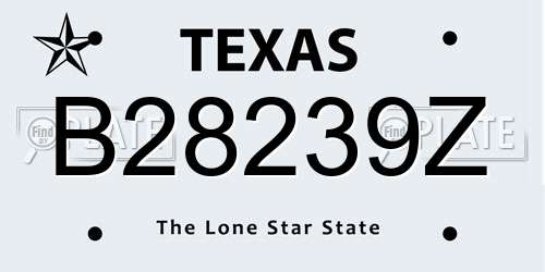 B28239Z Texas License Plate