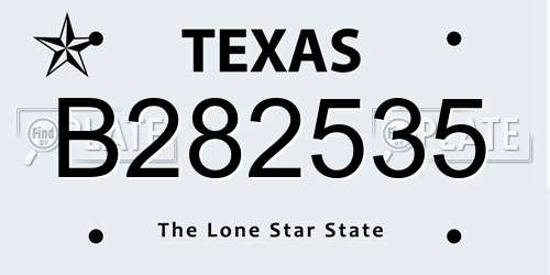 B282535 Texas License Plate