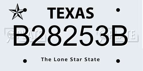 B28253B Texas License Plate