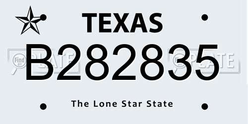 B282835 Texas License Plate