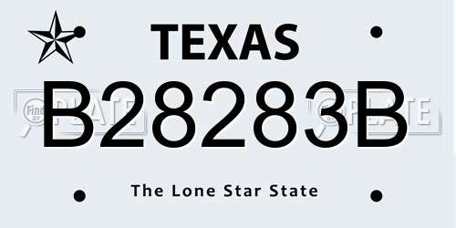 B28283B Texas License Plate