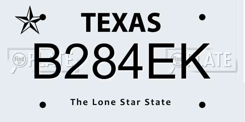 B284EK Texas License Plate