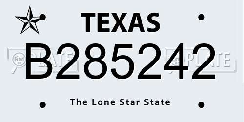 B285242 Texas License Plate