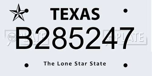 B285247 Texas License Plate