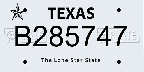 B285747 Texas License Plate